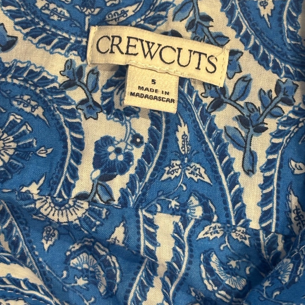 Crewcuts Boys Outfit - Blue Paisley Button-Up Top and Linen Shorts - Picture 5 of 14